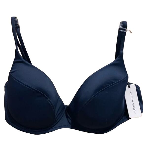 We Wore What Solid Navy Blue Underwire Lydia Swim Bikini Top XL NEW - Picture 3 of 3